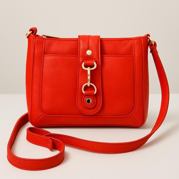 Steve Madden Handbags - Vibrant Red Faux Leather Crossbody Bag with Buckle Detail – Everyday Shoulder Pu